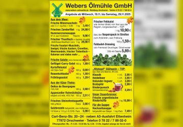 Neue Wochenangebote bei Webers Ölmühle – gültig ab 19.11 bis 29.11.2025