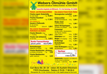 Neue Wochenangebote bei Webers &Ouml;lm&uuml;hle &ndash; g&uuml;ltig ab 11.02. bis 21.02.2026