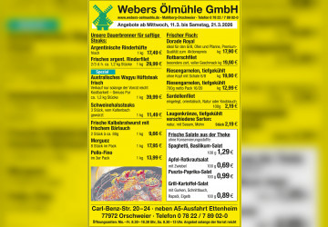 Neue Wochenangebote bei Webers Ölmühle – gültig ab 11.03. bis 21.03.2026