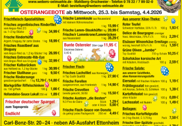 Neue Wochenangebote bei Webers &Ouml;lm&uuml;hle &ndash; g&uuml;ltig ab 25.03 bis 04.04.2026