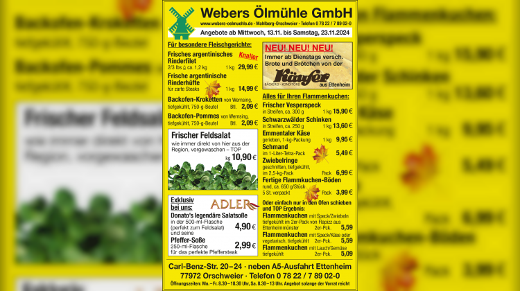 Aktuelles Angebot von Webers Ölmühle GmbH 